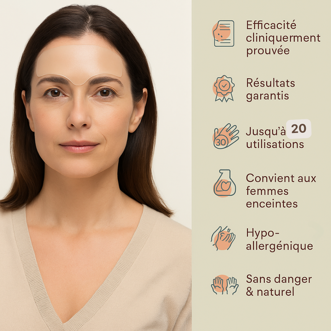 Patch Frontale Anti-Rides - 1 Patch d'Occlusion en Silicone réutilisable 30 fois